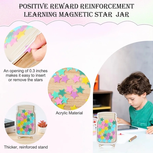 Stars Magnetic Jar,Reward Kids Star Jars, Magnetic Reward Star Jar for Classroom - Picture 3 of 7
